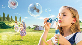 正大通用藥業(yè)快速止癢皮膚用藥平面海報創(chuàng)意廣告吹泡泡篇