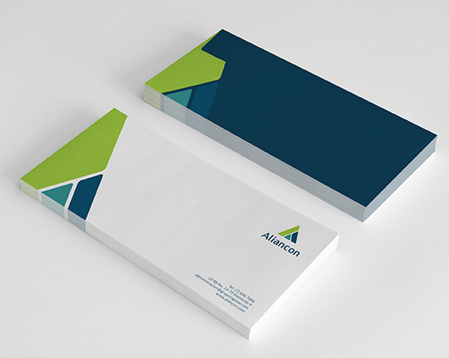 Aliancon 建筑公司字母A三角形品牌標志設計VI設計-信封設計