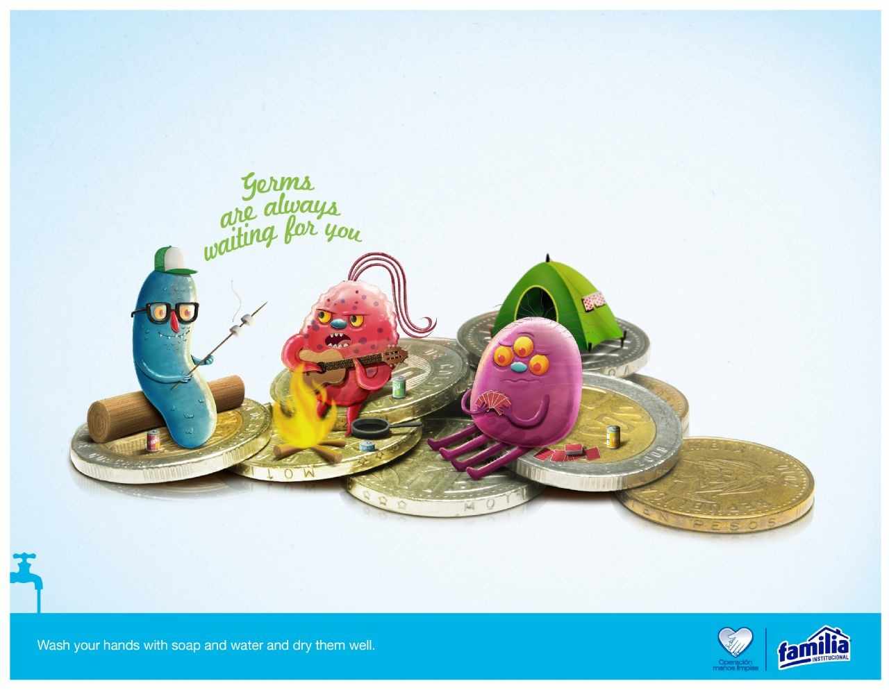 上海廣告設(shè)計(jì)公司：Familia 洗手液肥皂平面廣告創(chuàng)意設(shè)計(jì)12-錢幣篇