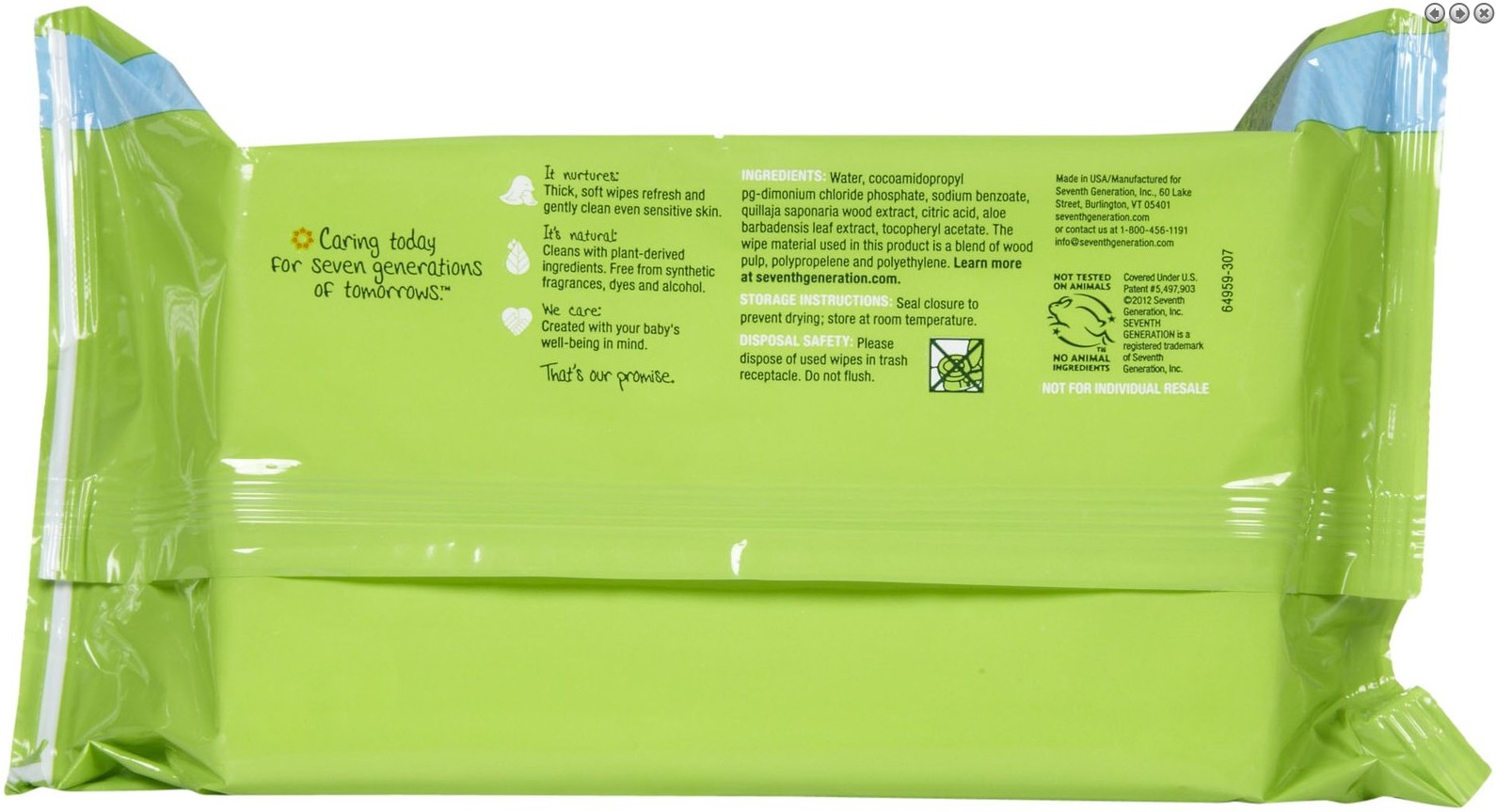 Seventh Generation嬰兒袋裝濕巾包裝設(shè)計(jì)反面效果-尚略廣告品牌策劃與廣告設(shè)計(jì)公司