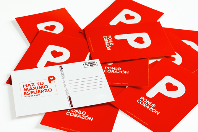 秘魯癌癥基金會Ponle Corazón 標志及品牌形象設計標志應用效果圖——尚略廣告設計公司標志設計公司