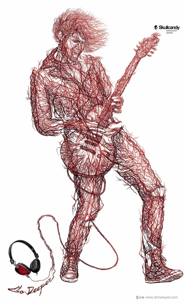 Skullcandy 運(yùn)動(dòng)耳機(jī)平面廣告創(chuàng)意設(shè)計(jì)-吉他篇-上海廣告設(shè)計(jì)公司1 Skullcandy 運(yùn)動(dòng)耳機(jī)平面廣告創(chuàng)意設(shè)計(jì)-吉他篇-上海廣告設(shè)計(jì)公司1