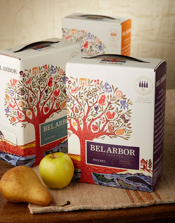 上海紅酒包裝設計公司設計欣賞：Bel Arbor 藝術樹酒標葡萄酒紙盒包裝設計5