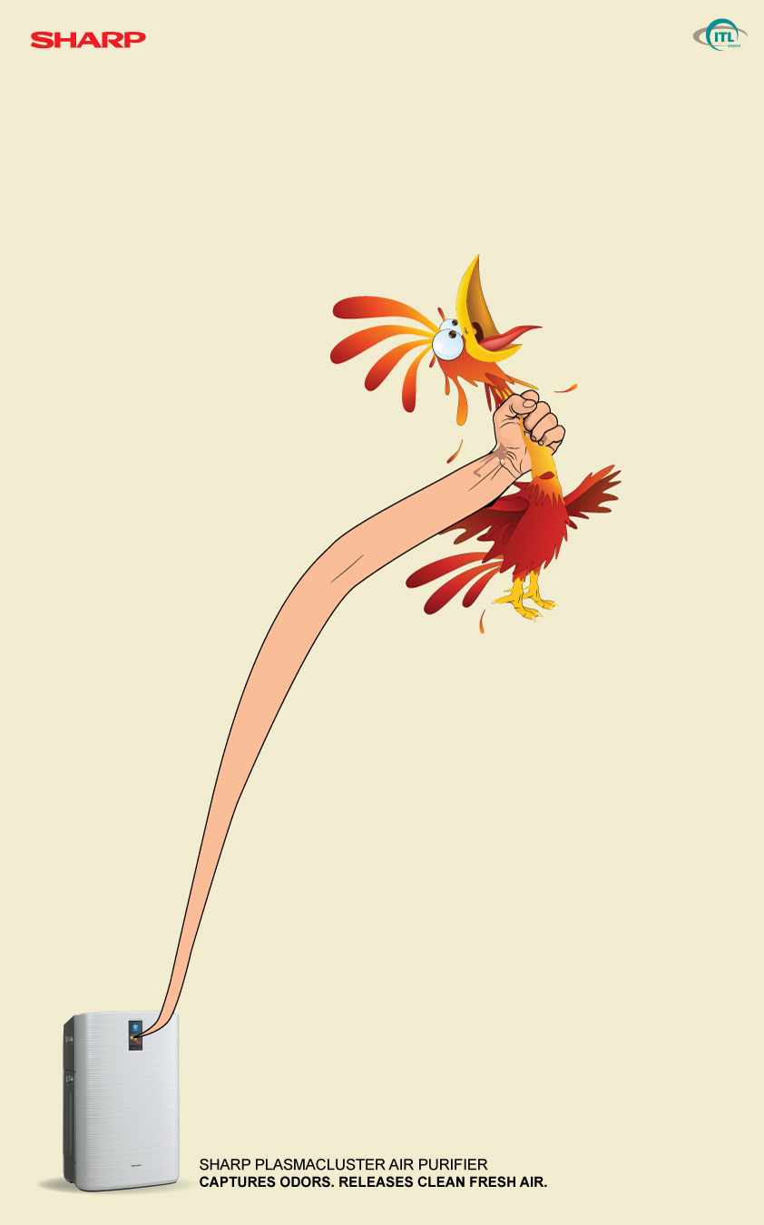 Sharp 夏普空氣濾清器平面廣告創(chuàng)意設(shè)計”雞篇“-尚略廣告上海廣告設(shè)計公司1