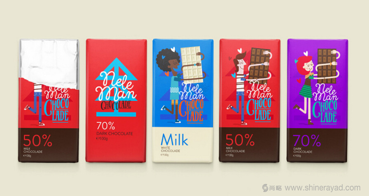 上海包裝設(shè)計公司設(shè)計欣賞：橡皮筋手臂人物插畫設(shè)計風(fēng)格Neleman 巧克力包裝設(shè)計2