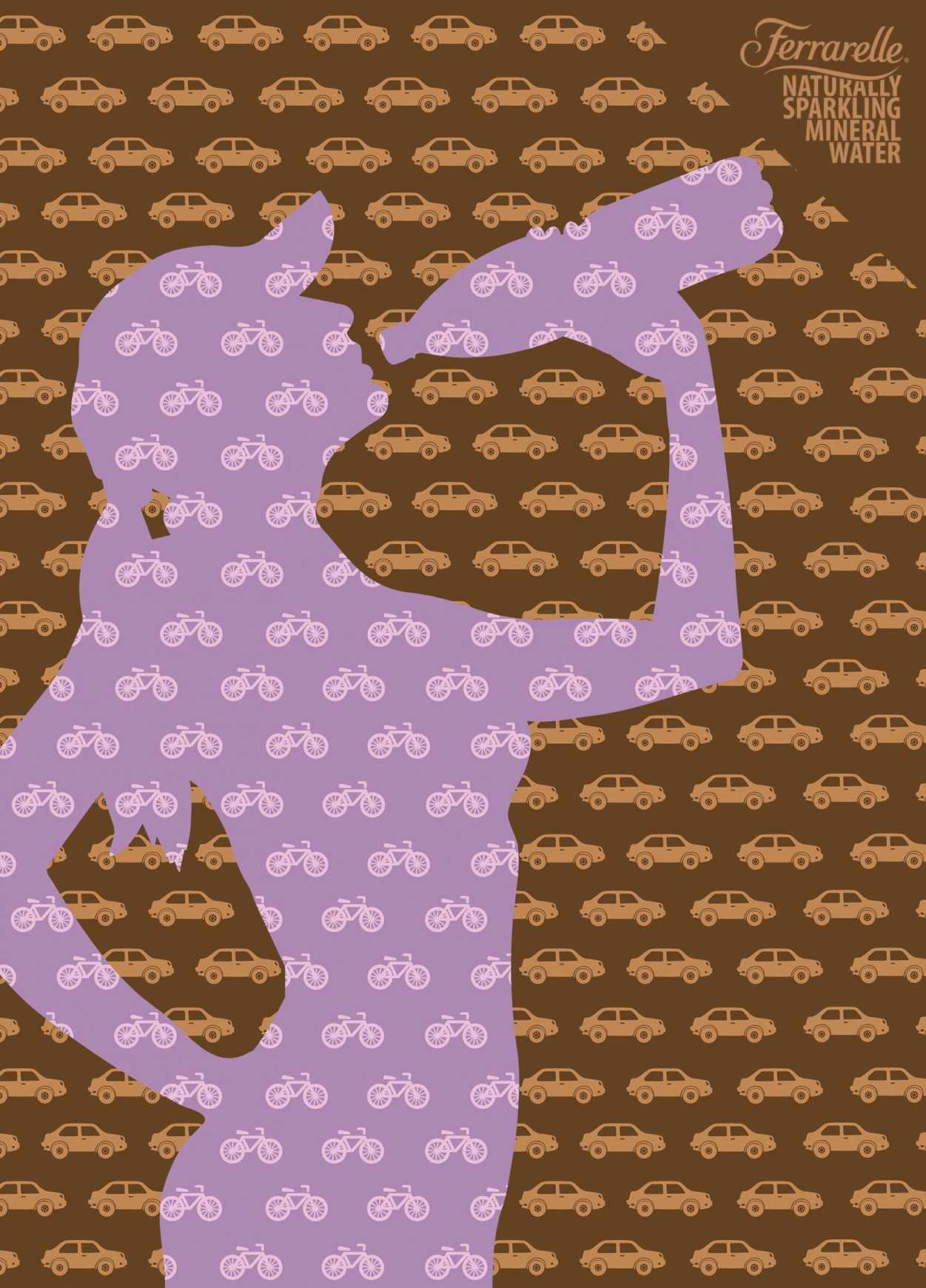 上海尚略廣告設(shè)計(jì)公司分享：Ferrarelle 礦泉水閃亮篇平面廣告創(chuàng)意設(shè)計(jì)7-自行車篇