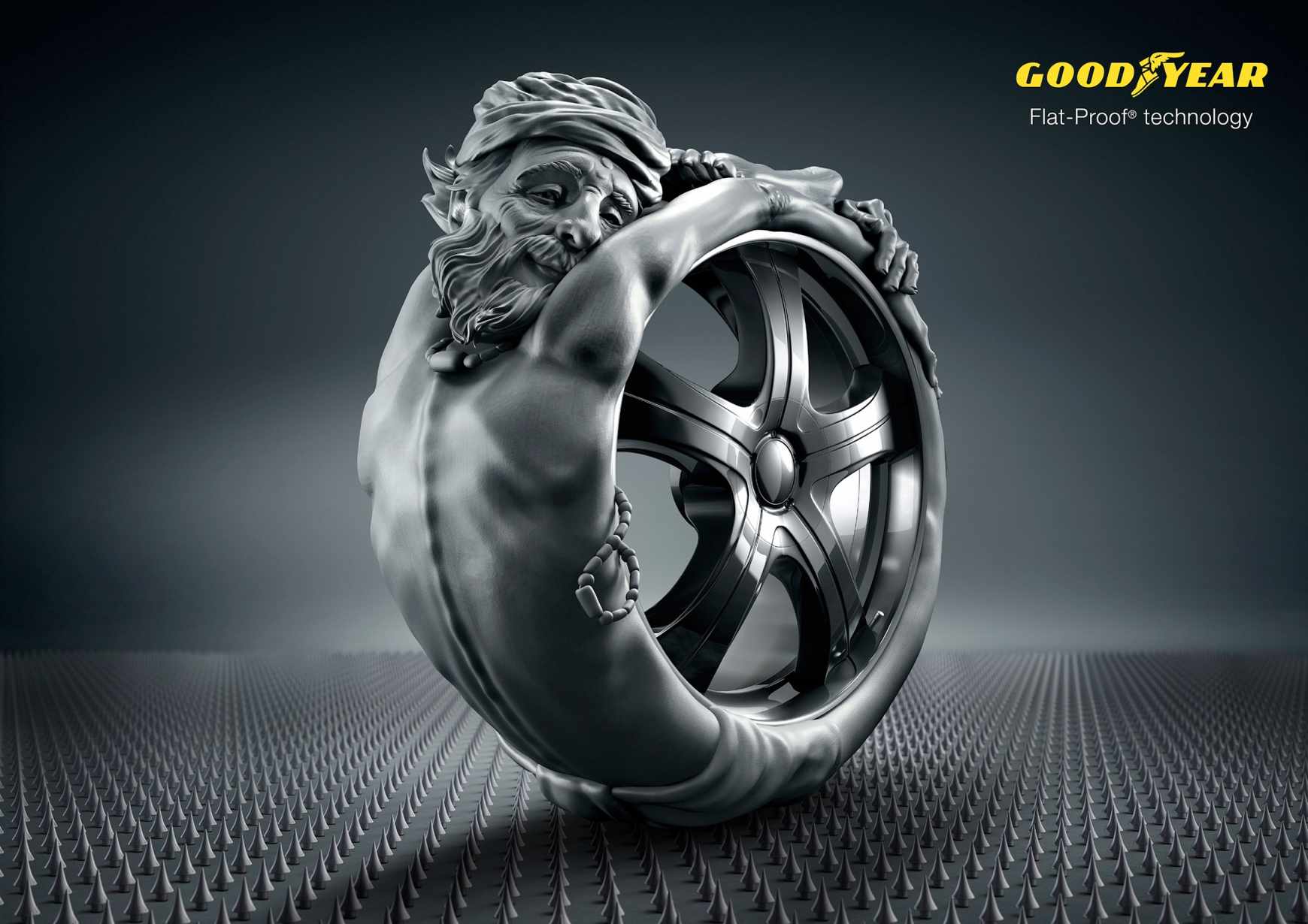 Goodyear 固特異輪胎“濕地抓地力”平面廣告創(chuàng)意設計2