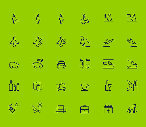 Aena 航空導(dǎo)航與客戶服務(wù)品牌識別設(shè)計UI設(shè)計5-導(dǎo)航圖標設(shè)計