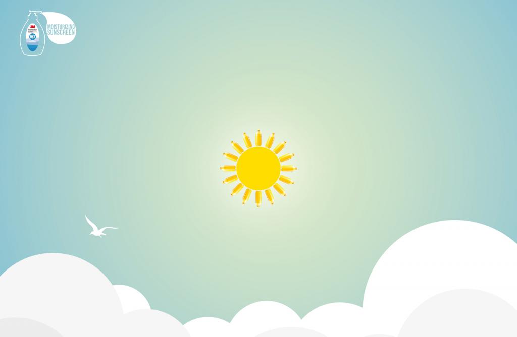 上海廣告設計公司分享：3M防曬霜太陽篇平面廣告創(chuàng)意設計-水篇