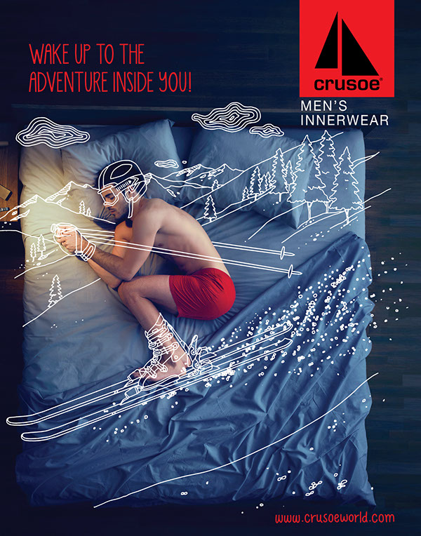Crusoe 男性運(yùn)動內(nèi)衣線條創(chuàng)意平面廣告設(shè)計-滑冰運(yùn)動-上海廣告設(shè)計公司廣告佳作4