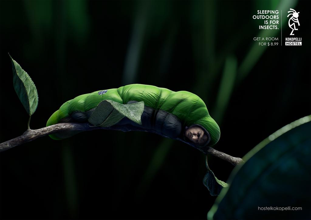 Kokopelli背包客旅館青蟲篇創(chuàng)意平面廣告設(shè)計-上海廣告設(shè)計公司國外創(chuàng)意廣告欣賞1