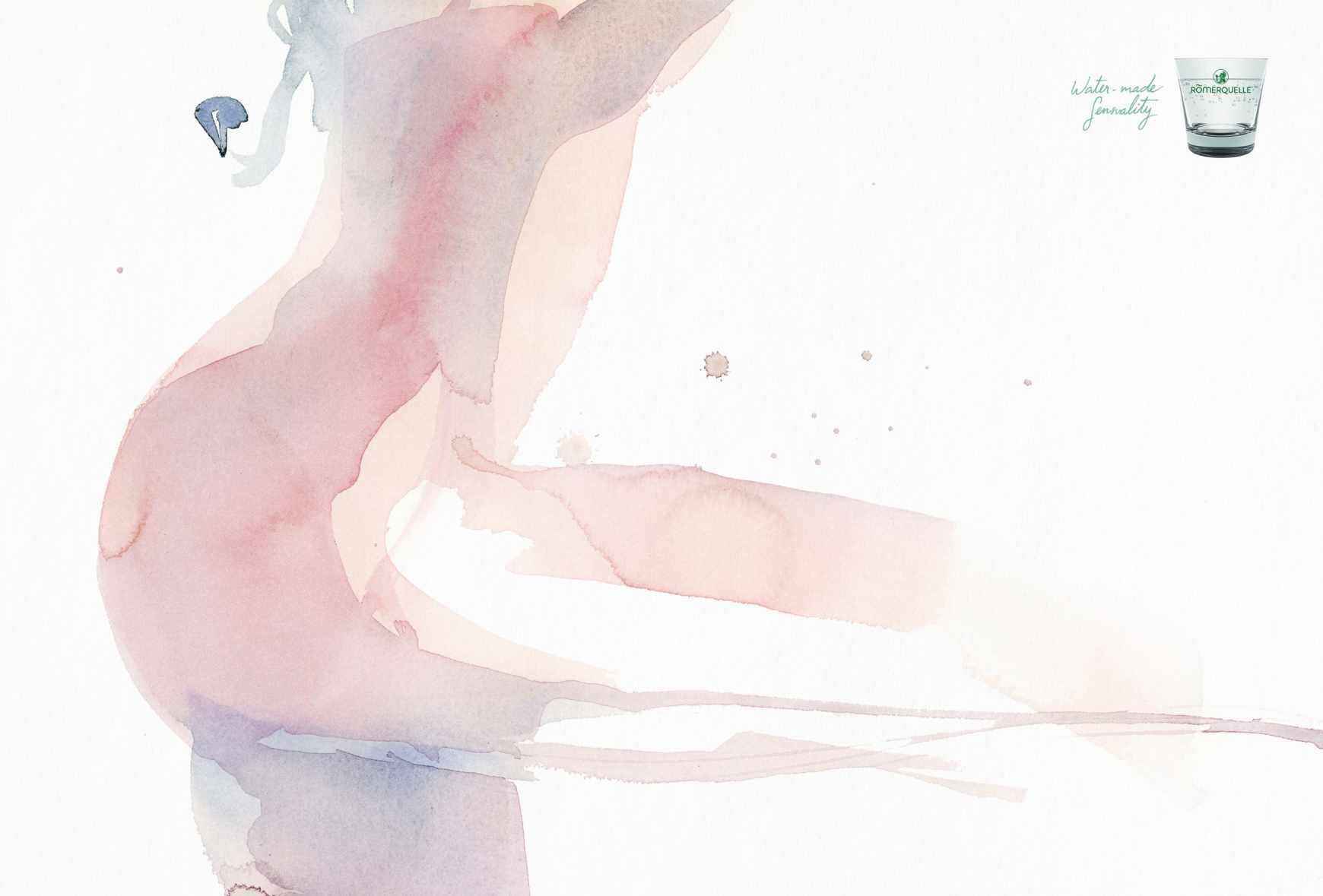 R?merquelle 瓶裝礦泉水人體藝術(shù)水彩系列平面廣告創(chuàng)意設(shè)計1