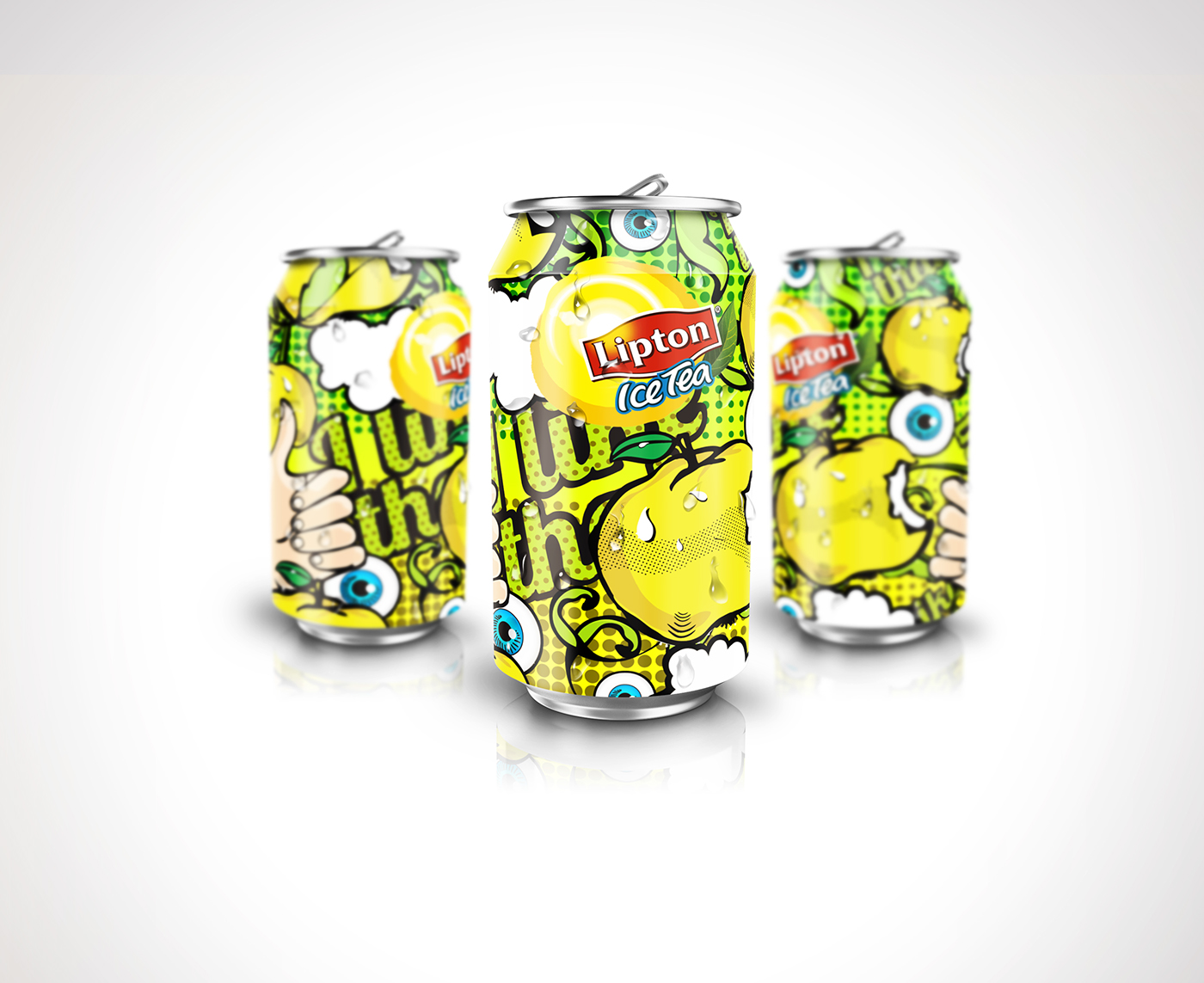 立頓蘋果冰茶易拉罐手繪插畫包裝設(shè)計-上海飲料包裝設(shè)計公司分享0