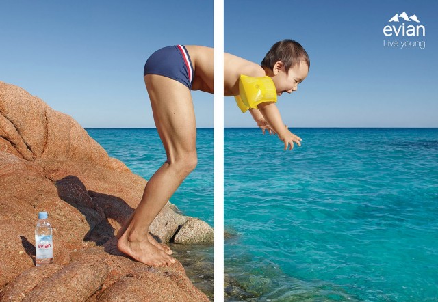 4.依云礦泉水一半身體年輕平面廣告創(chuàng)意設(shè)計(jì)-上海廣告設(shè)計(jì)公司廣告欣賞-跳水篇