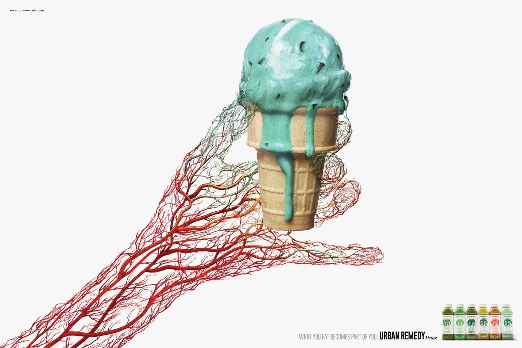 Urban Remedy 健康食品配送公司平面廣告創(chuàng)意設計之拒絕垃圾食品2-冰淇淋