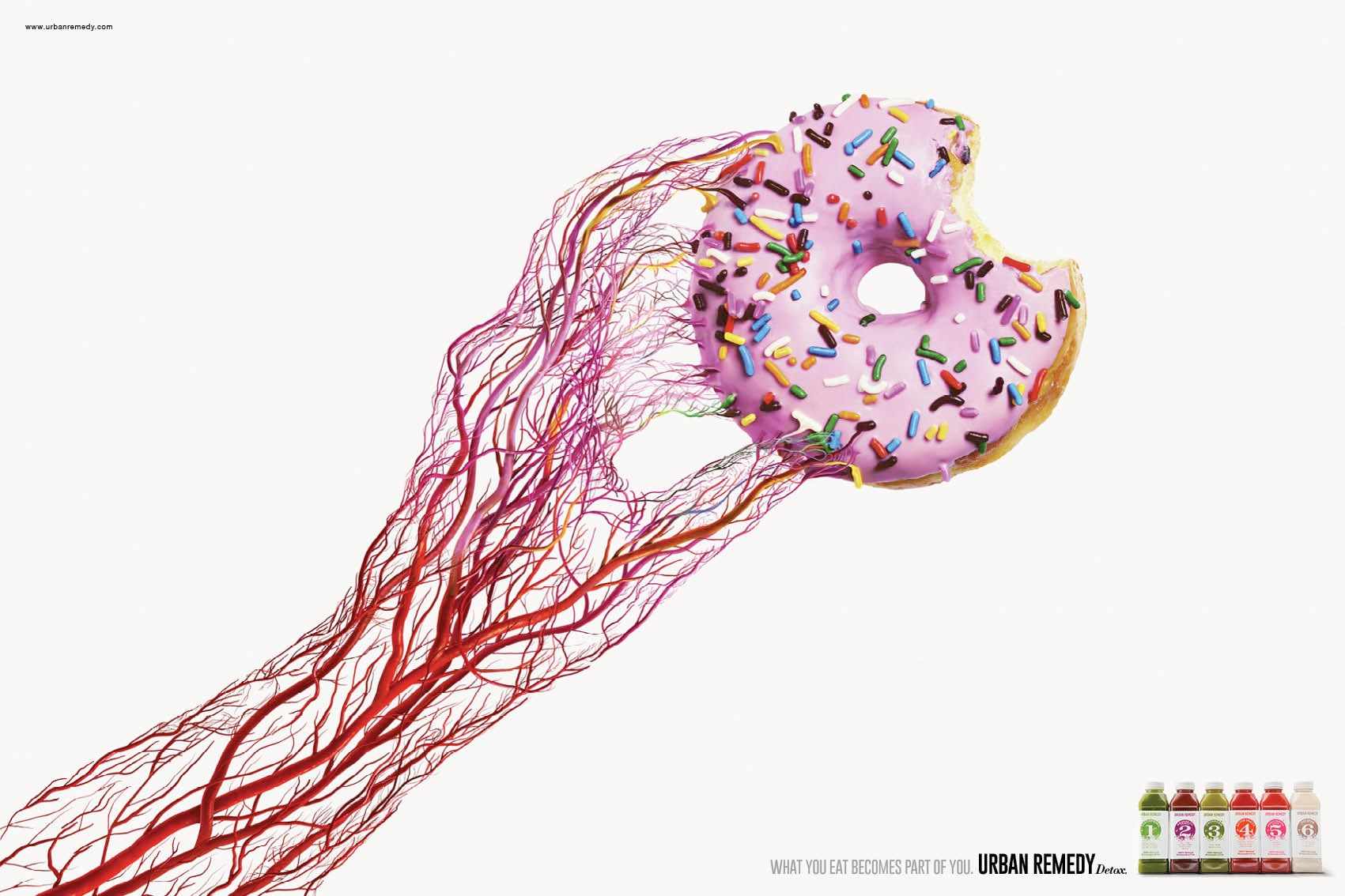 Urban Remedy 健康食品配送公司平面廣告創(chuàng)意設計之拒絕垃圾食品3-甜甜圈