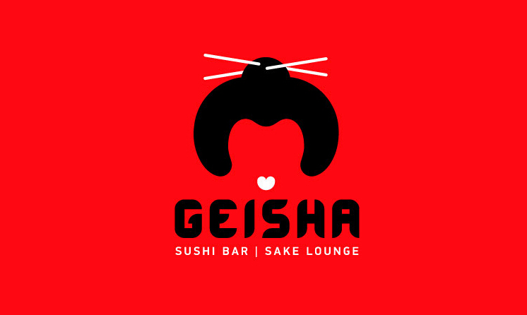 Geisha 藝伎壽司店餐飲logo設計-上海餐飲VI設計公司1-紅底logo