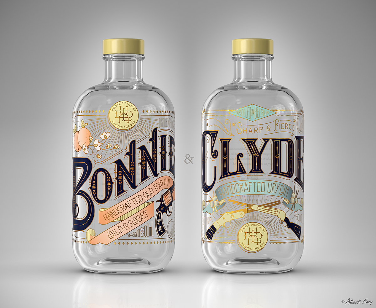 BONNIE & CLYDE Gin 杜松子白酒包裝設(shè)計-國外包裝設(shè)計欣賞1