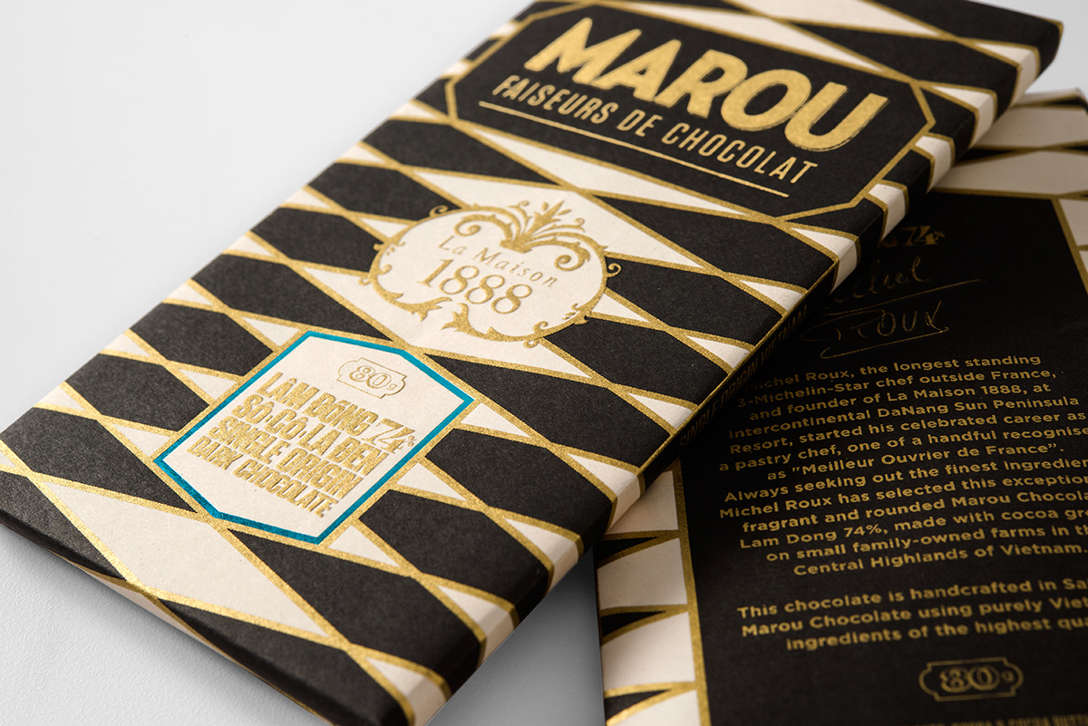 Marou 巧克力燙金包裝設計3