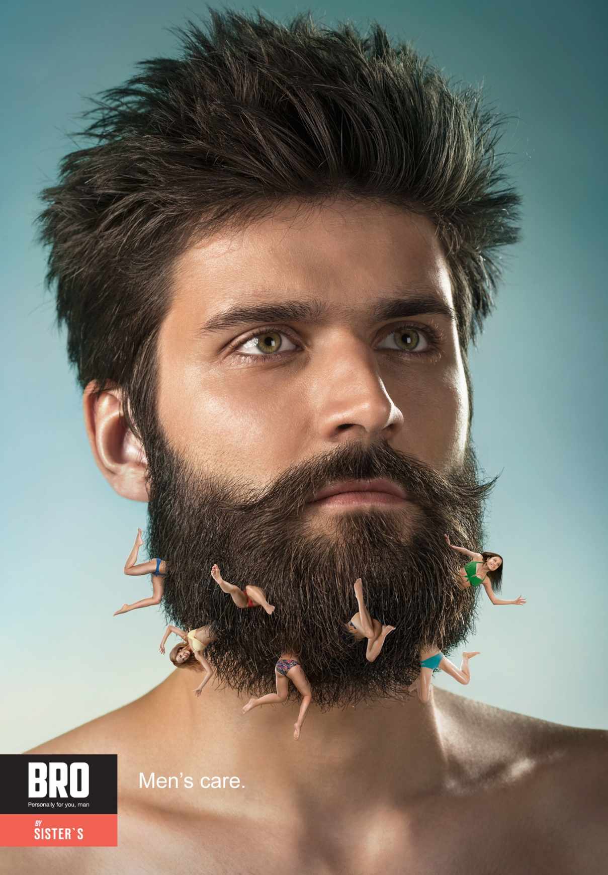 尚略上海廣告策劃公司分享：BRO 男士護膚品平面廣告創(chuàng)意設計1-胡子篇