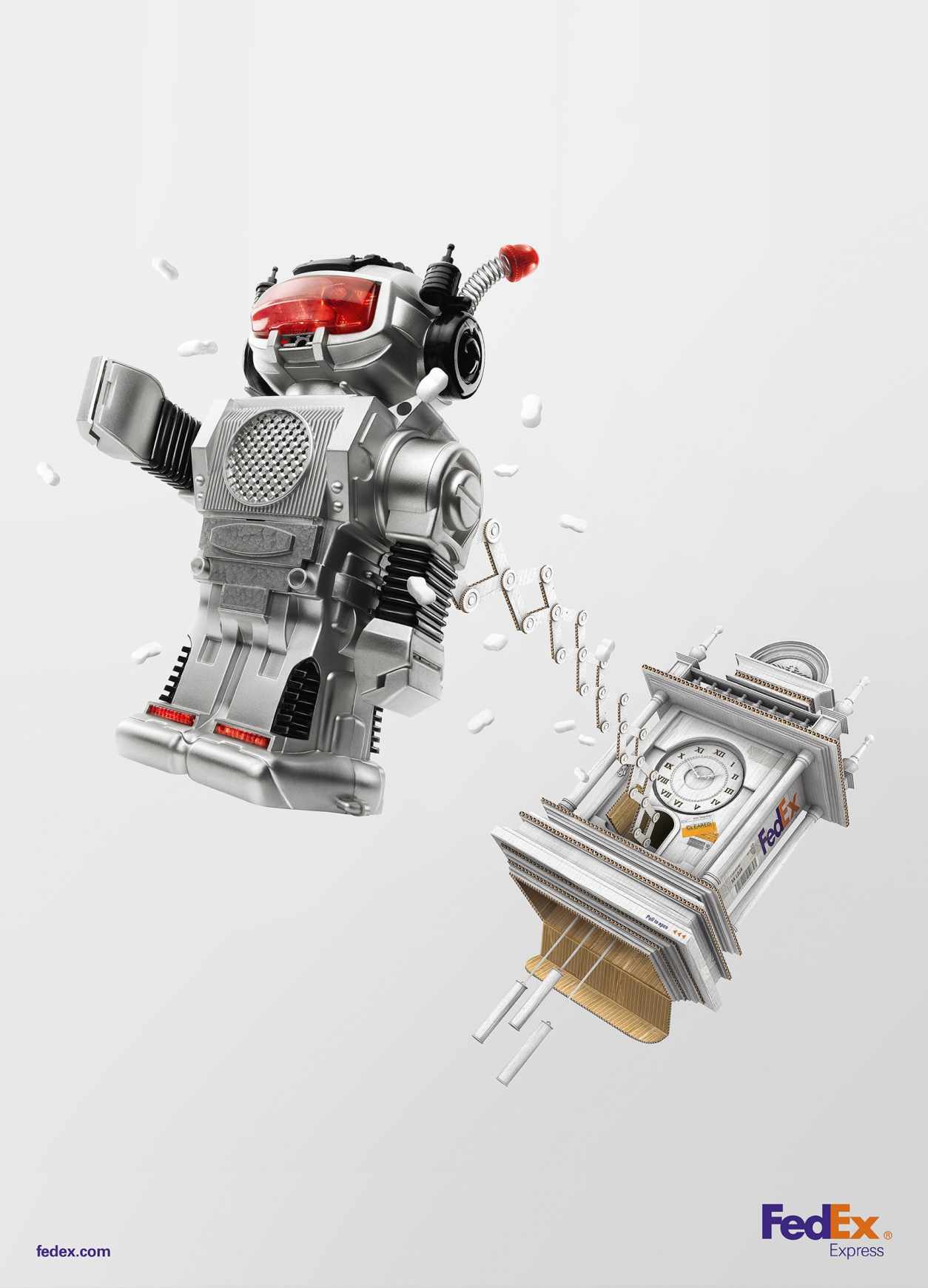 聯(lián)邦快遞FEDEX平面廣告創(chuàng)意設(shè)計(jì)時鐘篇-機(jī)器人