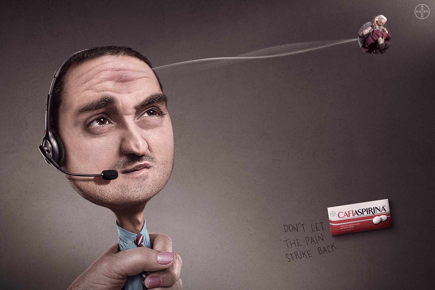 拜耳Cafiaspirina 頭疼藥平面創(chuàng)意廣告設(shè)計-電話篇
