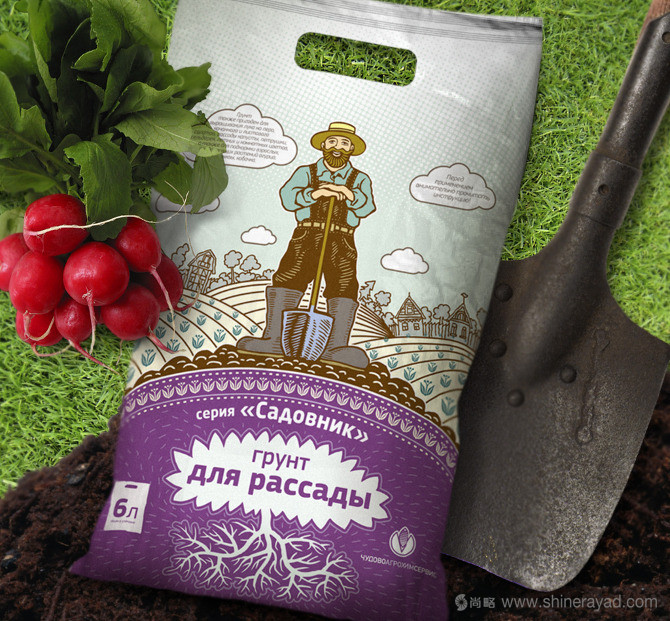 俄羅斯Садовник有機肥料包裝設計-上海包裝設計公司農業(yè)物資化肥包裝設計欣賞1-蘿卜肥料