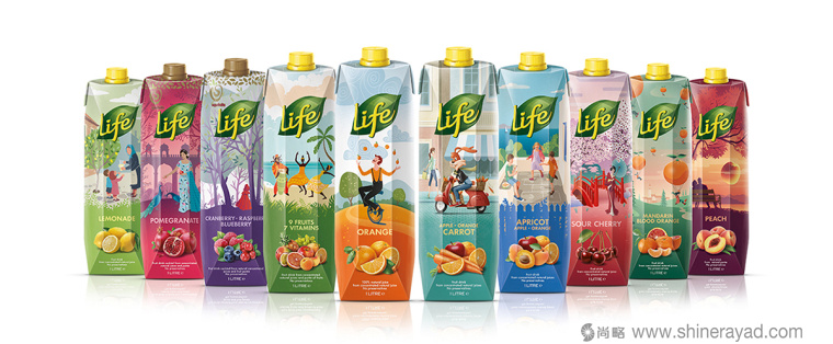 LIFE生命果汁漫畫故事版包裝設(shè)計(jì)全家福圖片