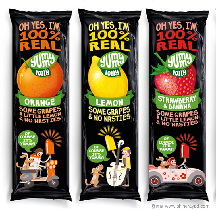 國外包裝設計欣賞:插畫風格Yummy Lollies 果味棒棒冰外包裝設計2