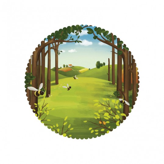 塞爾維亞Volim 蜂蜜包裝風(fēng)景插畫設(shè)計-森林蜜插畫設(shè)計3