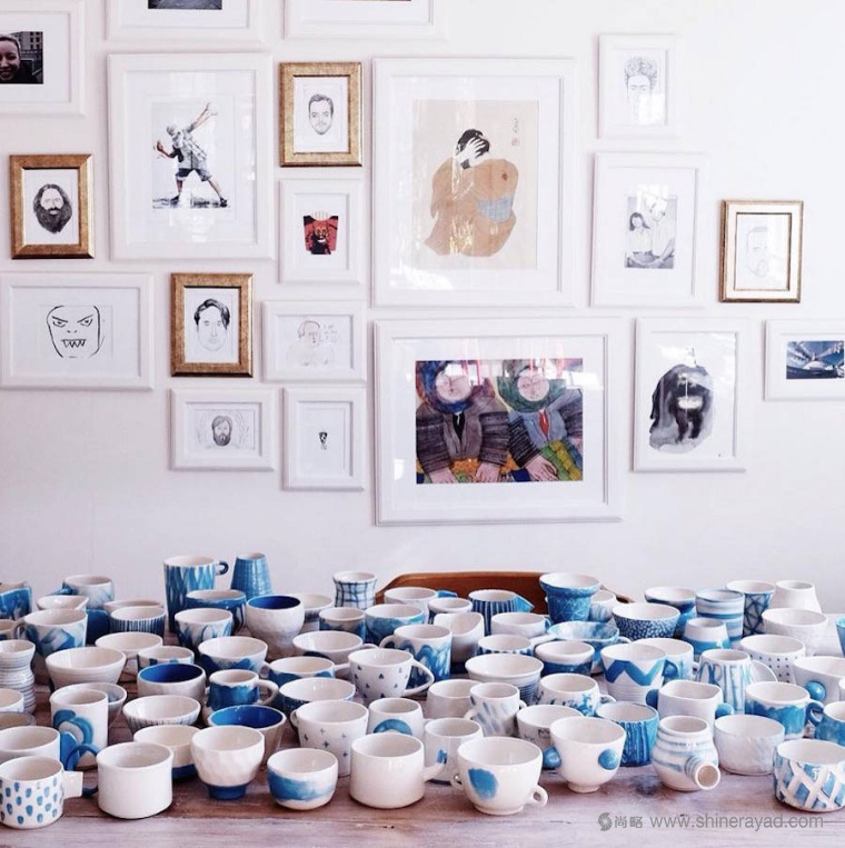 白色瓷器瓷杯淡藍(lán)水彩藝術(shù)創(chuàng)意設(shè)計(jì)欣賞3