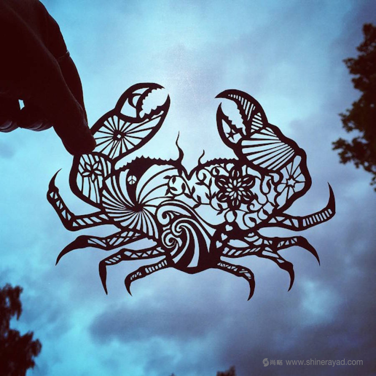 螃蟹-動(dòng)物剪紙藝術(shù)與剪紙攝影圖片-上海平面設(shè)計(jì)公司創(chuàng)意藝術(shù)鑒賞5