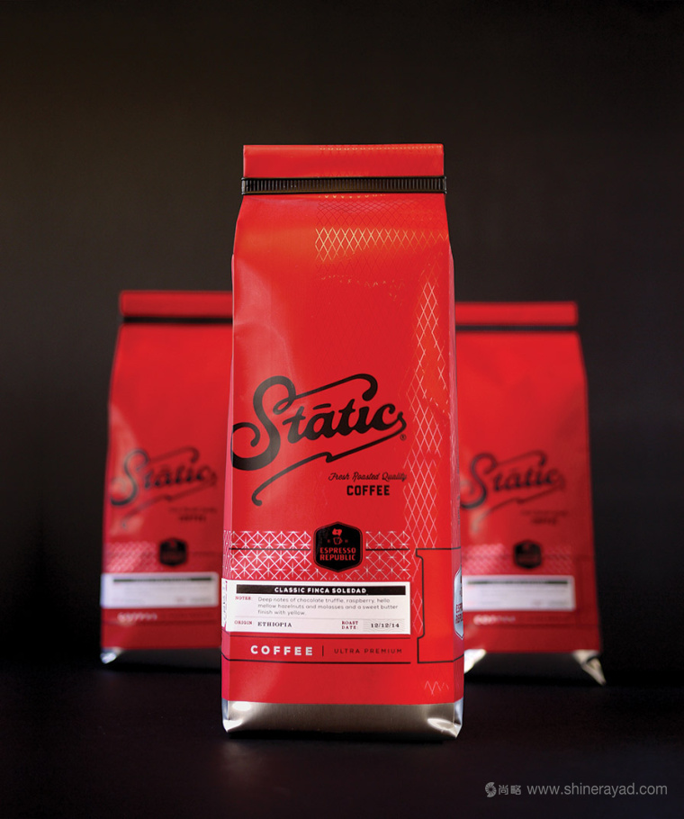 Static Coffee 袋裝咖啡豆咖啡紅黑包裝設計3