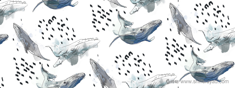 紡織品抱枕藍鯨水彩插畫設計-上海平面設計公司2