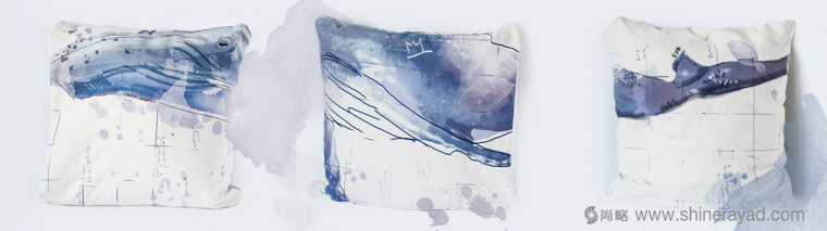 紡織品抱枕藍鯨水彩插畫設計-上海平面設計公司6