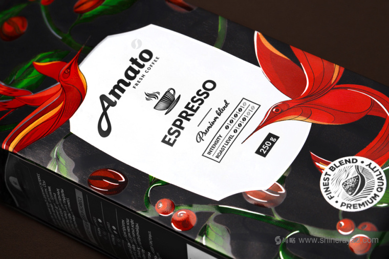 上海包裝設(shè)計(jì)公司欣賞：Amato花鳥(niǎo)插畫(huà)設(shè)計(jì)風(fēng)格咖啡包裝設(shè)計(jì)4
