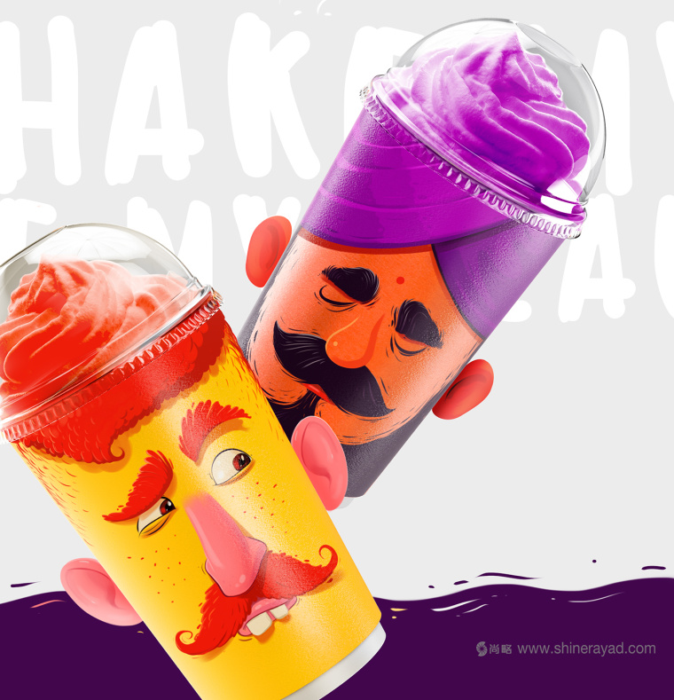 “夸張人物頭像表情插畫篇”奶昔飲料杯設計包裝設計-上海包裝設計公司11