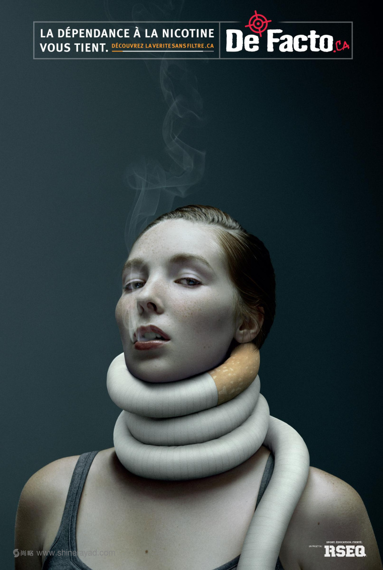 “香煙化身奪命絞繩”戒煙公益廣告創(chuàng)意尼古丁癮君子篇-上海平面廣告設(shè)計公司