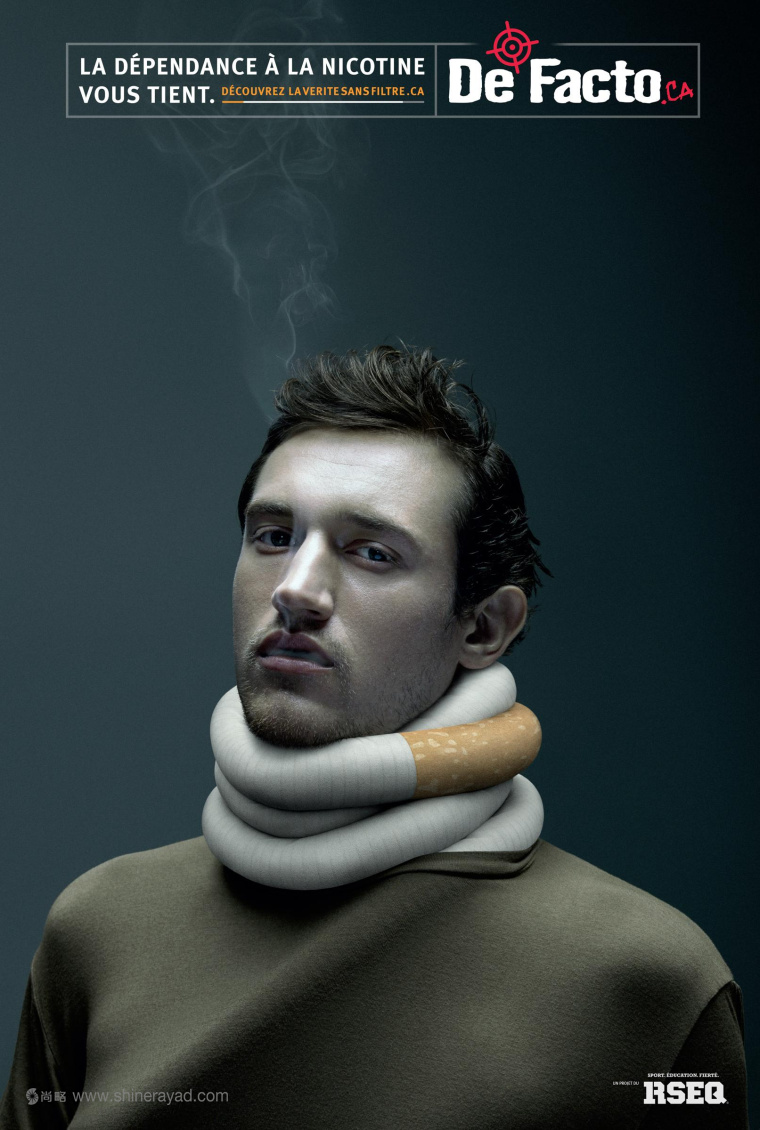 “香煙化身奪命絞繩”戒煙公益廣告創(chuàng)意尼古丁癮君子篇-上海平面廣告設計公司