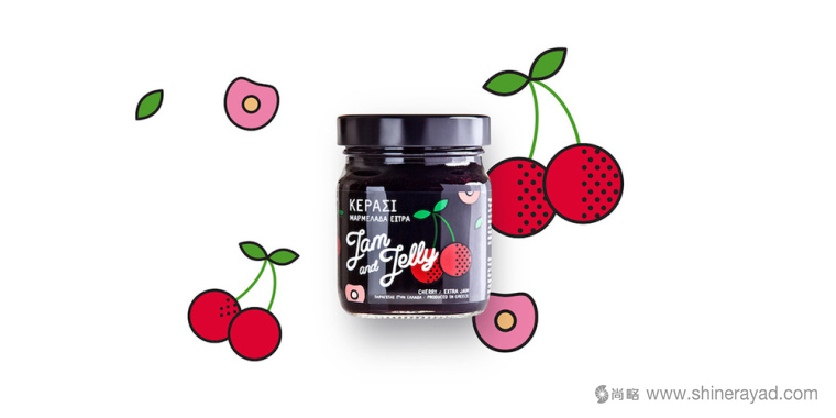 JAM AND JELLY 水果果醬包裝設(shè)計-草莓醬櫻桃醬橙子醬杏仁醬1