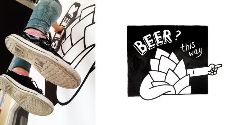 4Hops 啤酒酒吧logo設(shè)計(jì)餐廳VI形象線條插畫設(shè)計(jì)-上海logo設(shè)計(jì)公司設(shè)計(jì)收藏9