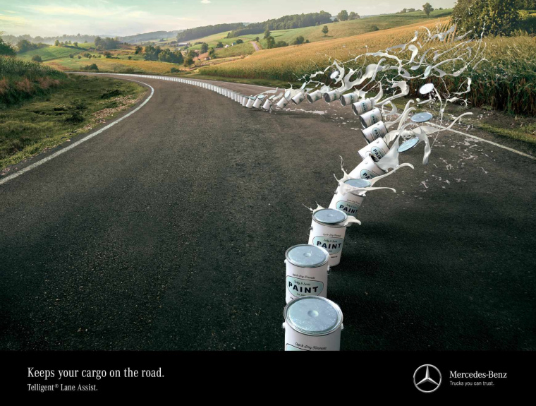 奔馳汽車車道智能保持系統(tǒng)平面創(chuàng)意廣告設計-上海廣告設計公司3