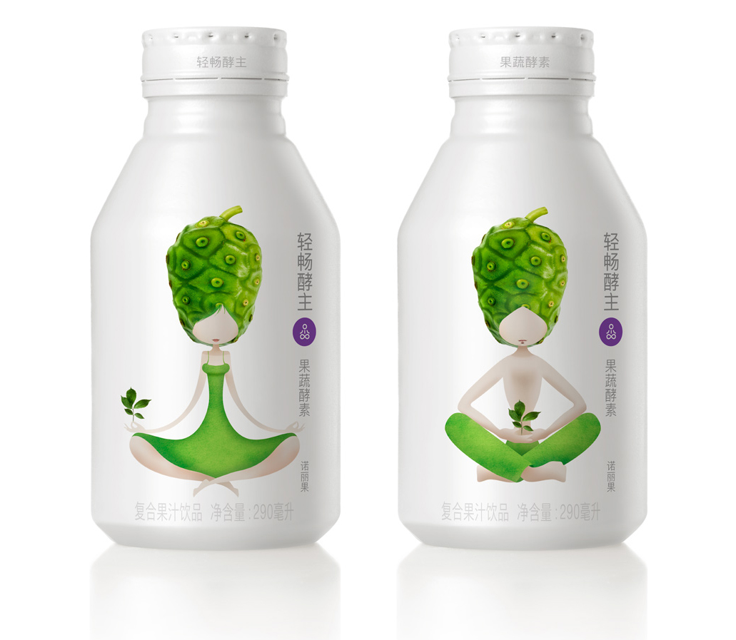 輕暢酵主酵素果汁飲料人物水果創(chuàng)意插畫包裝設(shè)計(jì)-上海包裝設(shè)計(jì)公司收藏賞析2