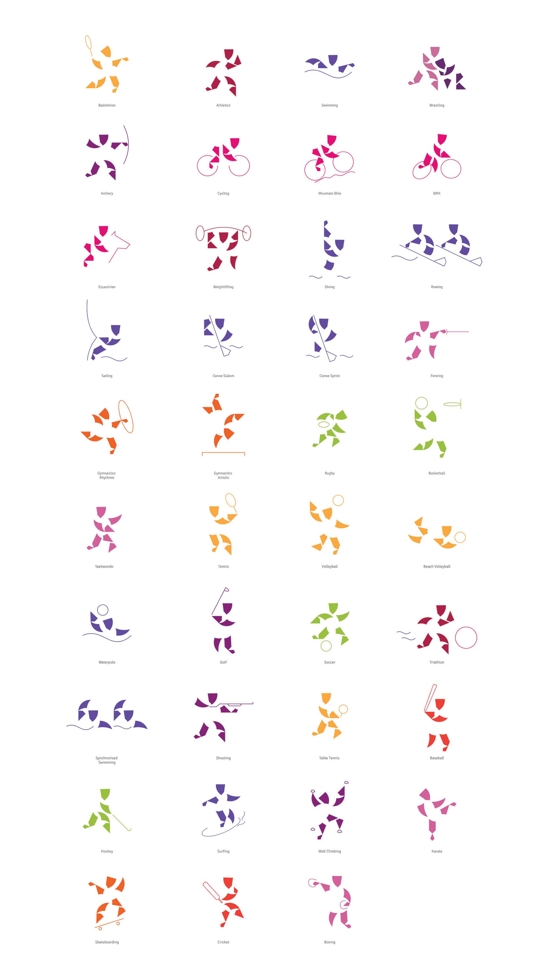 斯里蘭卡科倫坡2024年申奧“夢(mèng)幻幾何圖案”風(fēng)品牌視覺(jué)形象設(shè)計(jì)欣賞-體育比賽項(xiàng)目徽標(biāo)設(shè)計(jì)