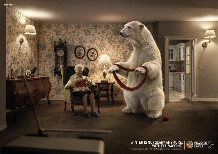 接種流感疫苗平面宣傳廣告創(chuàng)意欣賞之“寒冬——熊”篇 接種流感疫苗平面宣傳廣告創(chuàng)意欣賞之“寒冬——熊”篇
