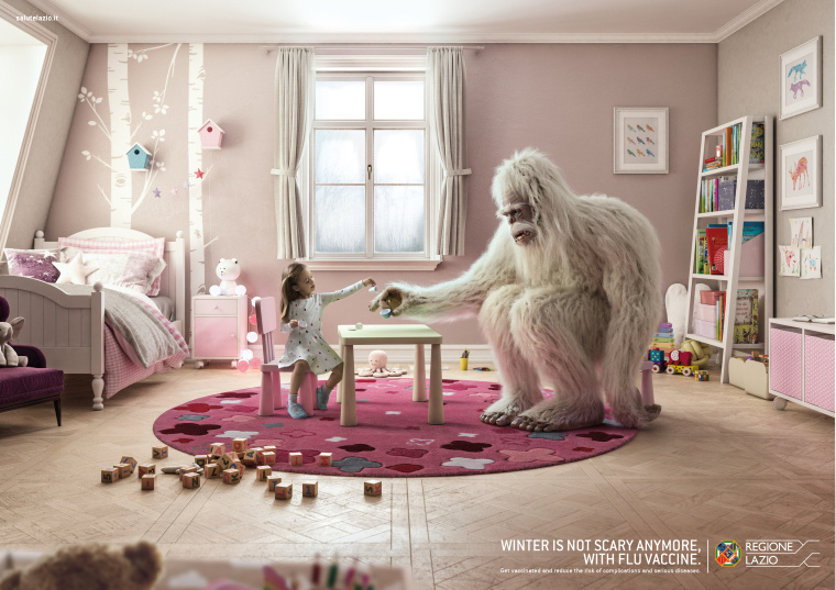 接種流感疫苗平面宣傳廣告創(chuàng)意欣賞“冬天的野人——雪人”篇 接種流感疫苗平面宣傳廣告創(chuàng)意欣賞“冬天的野人——雪人”篇