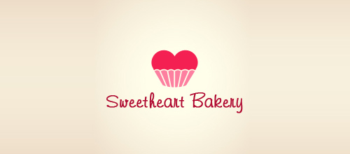 表達(dá)愛情愛心的心形logo設(shè)計-甜心面包店
