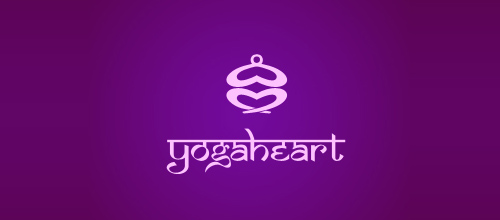 表達(dá)愛情愛心的心形logo設(shè)計-心形瑜伽logo