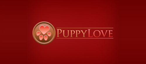 表達(dá)愛情愛心的心形logo設(shè)計-小狗的愛