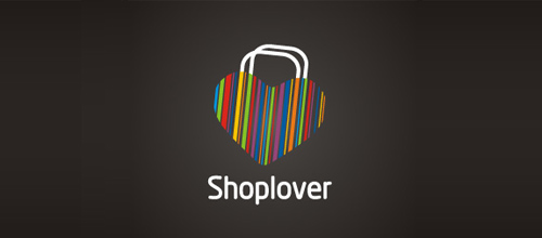 表達(dá)愛情愛心的心形logo設(shè)計-SHOPLOVER愛心購物